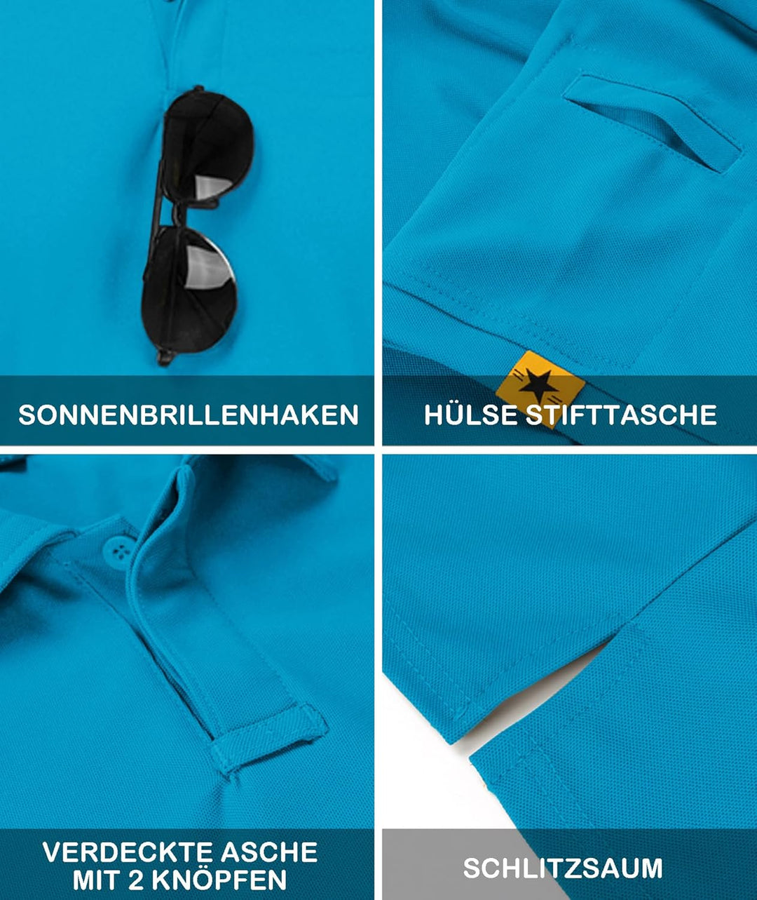 JACKETOWN Herren Kurzarm Poloshirt Schnelltrocknend Atmungsaktives Tshirt Tennis Sommer Poloshirts M