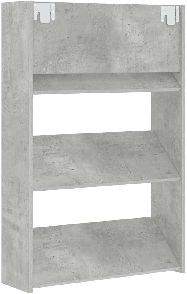 homiuse 2 Stück Wand Schuhschrank 60x18x90 cm mit 3 Kippböden Schuhregal Wandbefestigung Betongrau S