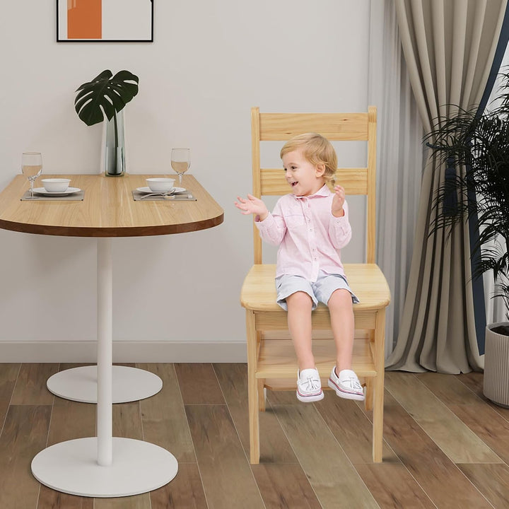 QIERF 4-Stufen Klappbarer Tritthocker 2-in-1 Holz Trittleiter und Stuhl Klappbar Holztrittleiter 100