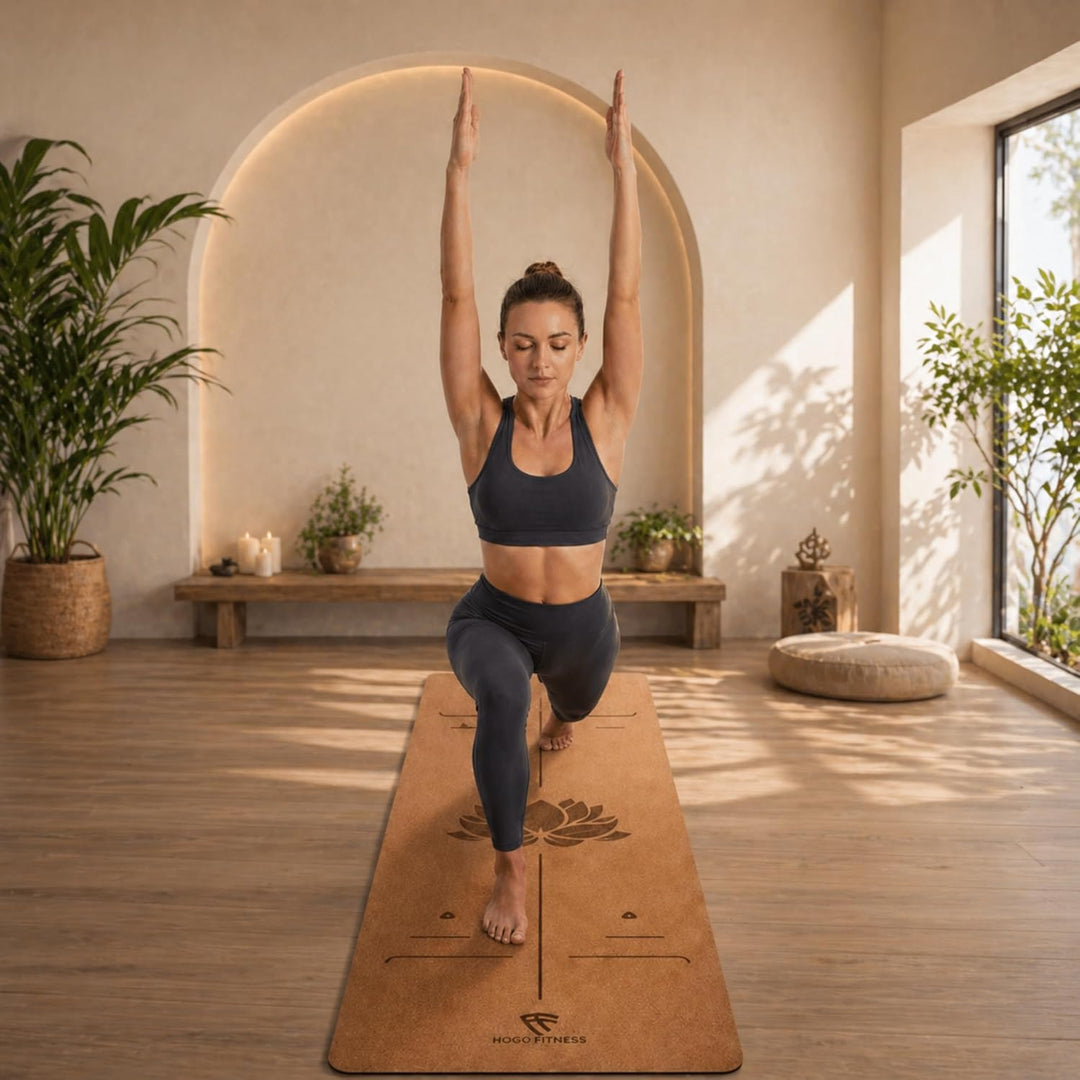 Premium Kork Yogamatte (5 mm, 183×66 cm) – Rutschfeste Fitnessmatte mit Ausrichtungslinien – Umweltf