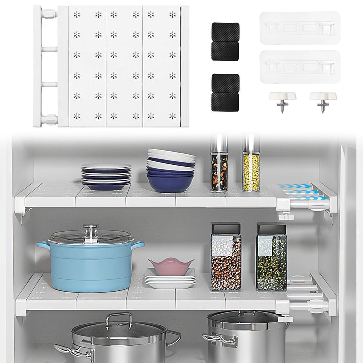Verstellbare Einlegeböden Schrank - 35cm Weit, Verstellbare Länge 38-60cm - Erweiterbares Einlegeböd