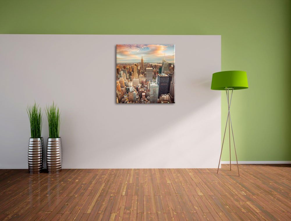 Skyline von New York, Format: 70x70 auf Leinwand, XXL riesige Bilder fertig gerahmt mit Keilrahmen,