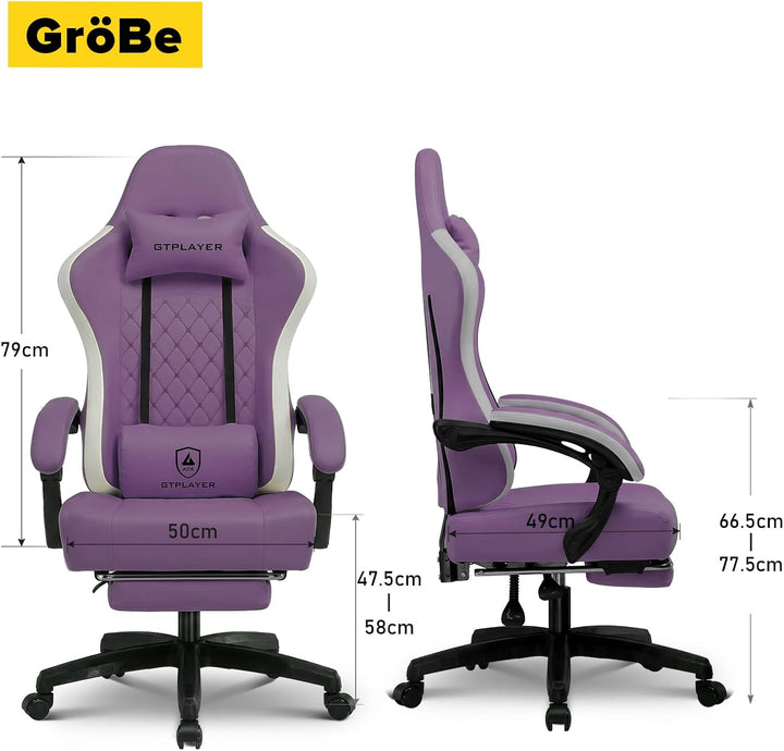 GTPLAYER Gaming Stuhl Ergonomischer Gaming Sessel Schreibtischstuhl Kunstleder, Federsitzkissen, Ver