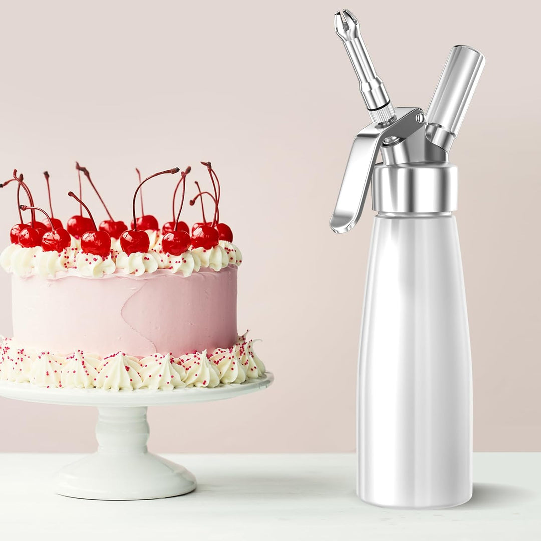 Newaner 500ml sahnespender, Sahnesyphon Aluminium mit 3 Edelstahl Deko-Düsen und 1 Reinigungbürste,