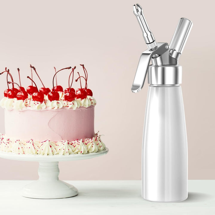 Newaner 500ml sahnespender, Sahnesyphon Aluminium mit 3 Edelstahl Deko-Düsen und 1 Reinigungbürste,
