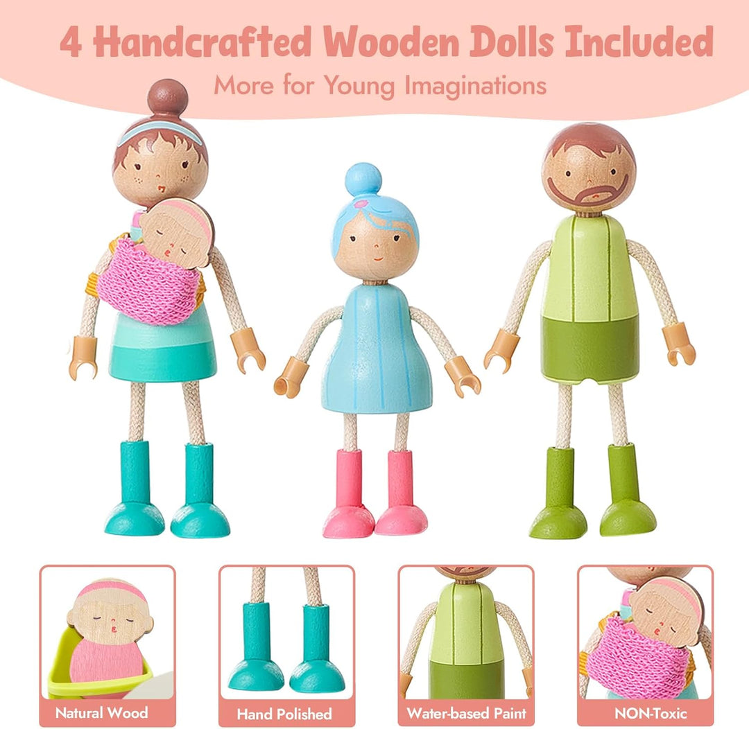 Giant bean Puppenhaus Möbel Set aus Holz, 36 Teilig, Puppenhaus Zubehör, Spielmöbel, Spielzeug für J
