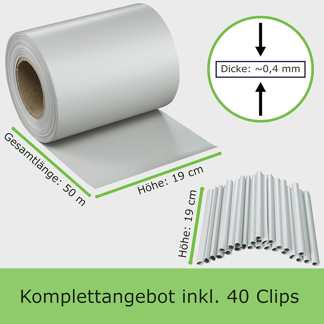 workingHOUSE 4 x 50 m PVC Sichtschutzstreifen für Doppelstabmatten 450g/m² (Sichschutz Zaun) - Wette