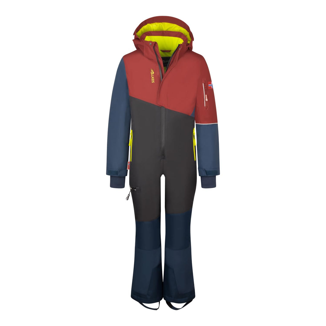 Trollkids Kids Hallingdal Snowsuit 116 carmin red/black/mystic blue, 116 carmin red/black/mystic blu