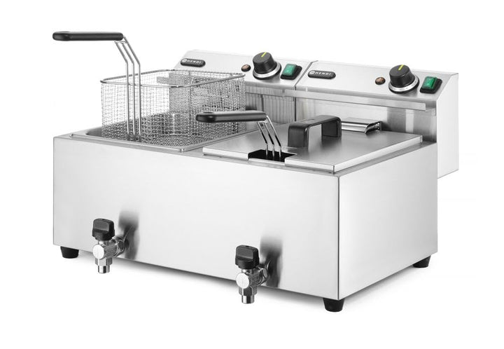 HENDI Fritteuse Mastercook, mit Ablasshahn,Tisch Friteuse, Sicherhetsthermostat, Frittierkorb mit ex