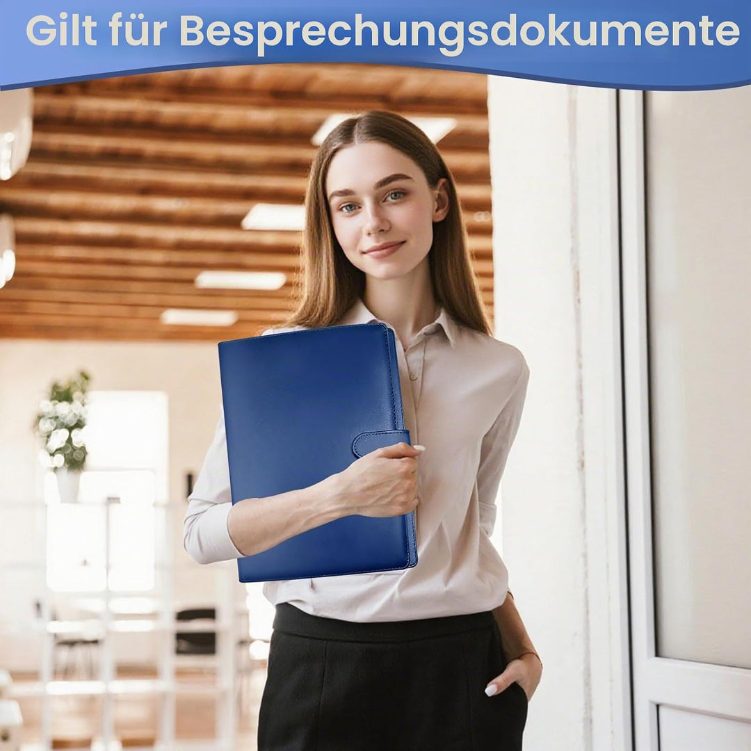 Klemmbrettmappe, PU-Leder Klemmbrett A4 mit Deckel mit Dokumentenmappe Notizblock Blau, Blau