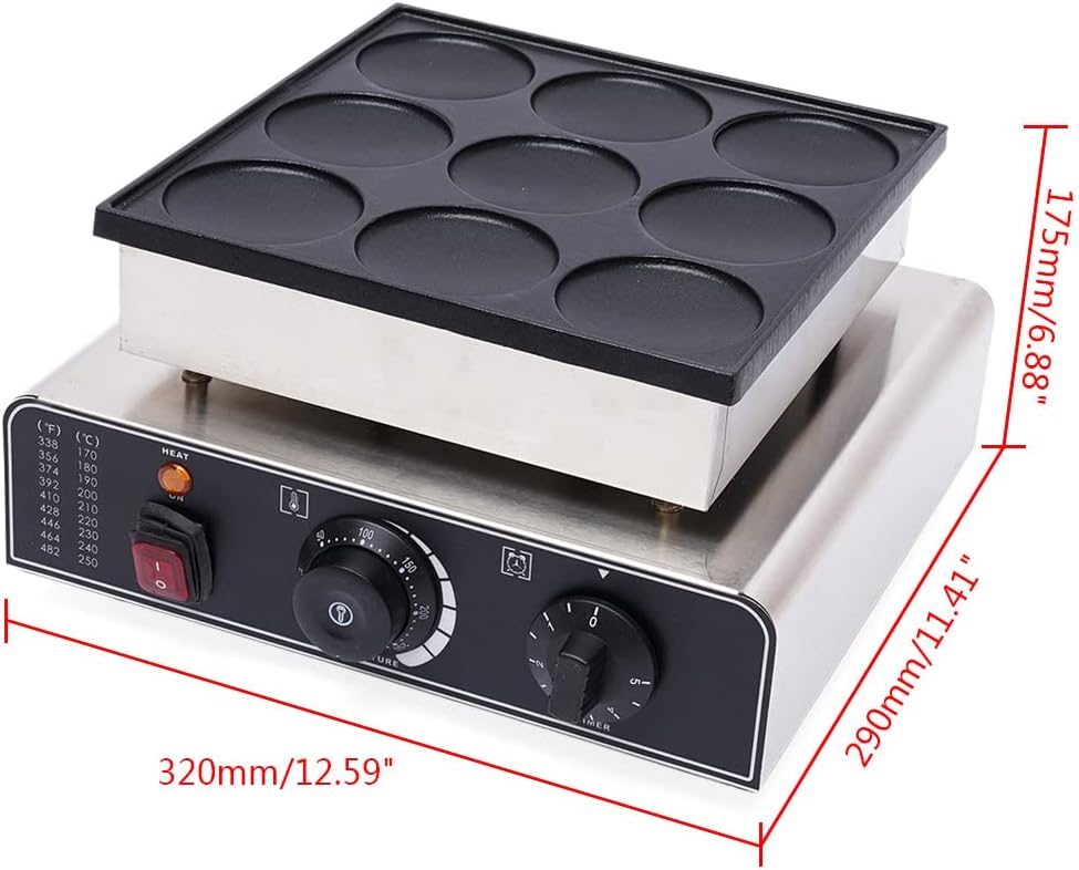 Dutch Pancake Maker, 9pc Dutch Pancake Baker Maker Bügeleisen Maschine 900W Geeignet für Bäckereien,