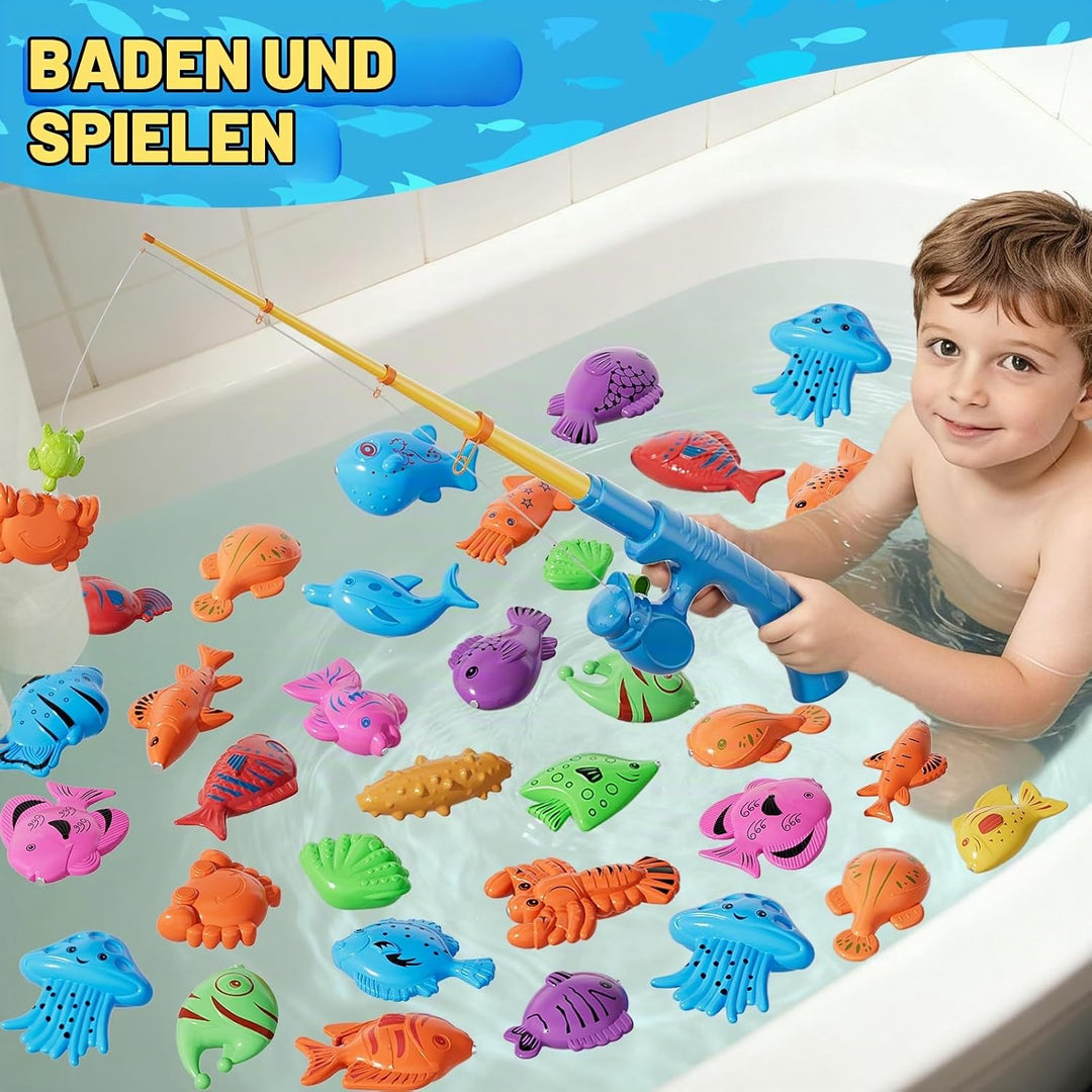 Magnetisches Angelspiel Angelspielzeug mit Schwimmenden Fischen, Baden Pool Strand Outdoor Spielzeug