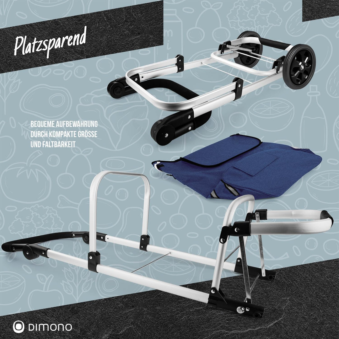 Dimono® Einkaufstrolley Rolltex Klappbarer 3 in1 Trolley zum Einkaufen; 56 Liter inkl. Kühlfach; Tra