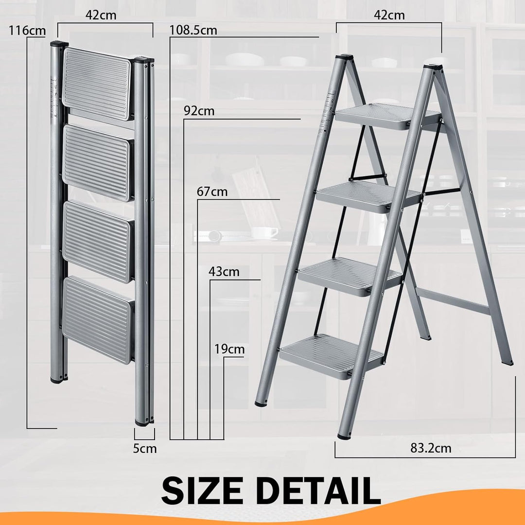 XinSunho Leiter 4 Stufen, Klappbar Trittleiter, Haushaltsleiter, rutschfeste Stehleiter, Tragbare Kl
