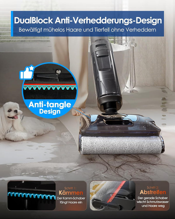 Tineco FLOOR ONE S7 Stretch Steam Nass Trockensauger 160 °C HyperSteam Dampfreiniger, 80 Min Laufzei