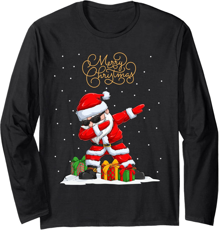 Santa Claus Dabbing Snow Dab Xmas Lustiges Weihnachtsmann Langarmshirt