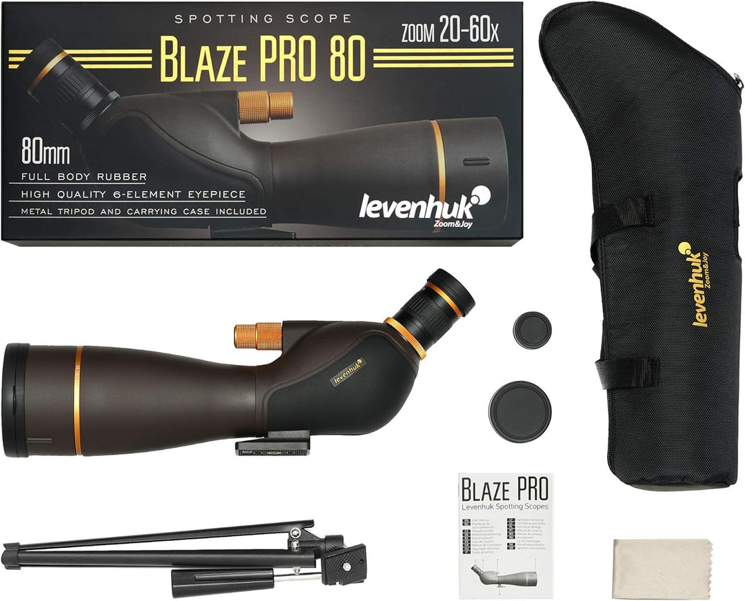 Levenhuk Blaze PRO 80 Wasserdichtes Zoom Spektiv mit Durchgehend Mehrfachvergüteter Optik, Winkeloku