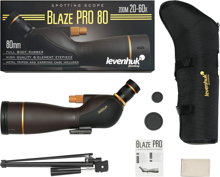 Levenhuk Blaze PRO 80 Wasserdichtes Zoom Spektiv mit Durchgehend Mehrfachvergüteter Optik, Winkeloku