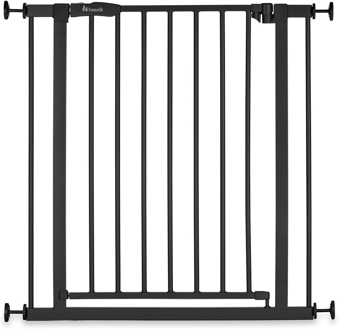 hauck Open N Stop 2, Schwarz - Kinderschutzgitter Hundegitter, Verstellbare Breite 75-80 cm, 77 cm H