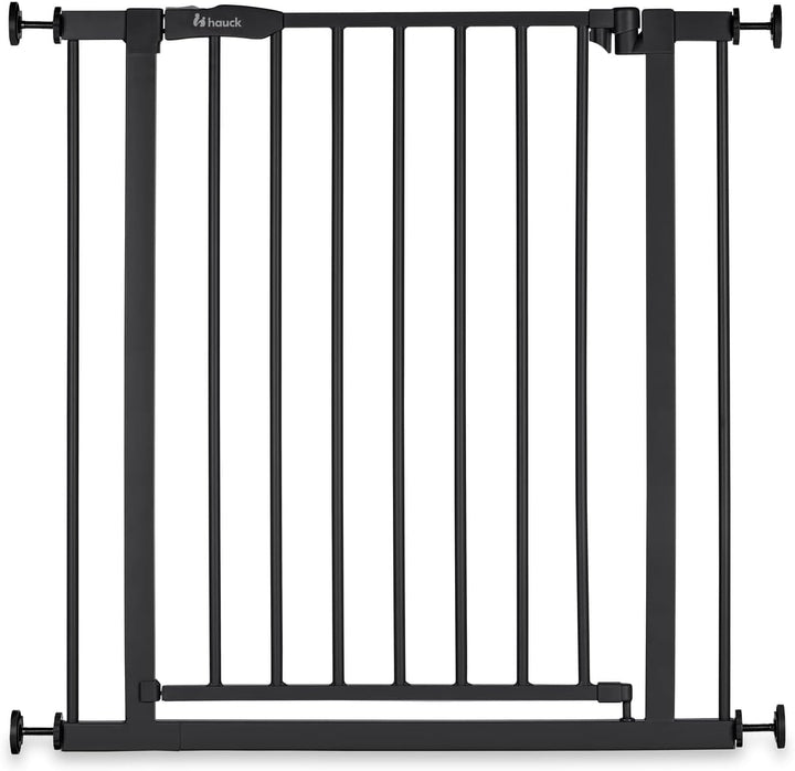 hauck Open N Stop 2, Schwarz - Kinderschutzgitter Hundegitter, Verstellbare Breite 75-80 cm, 77 cm H