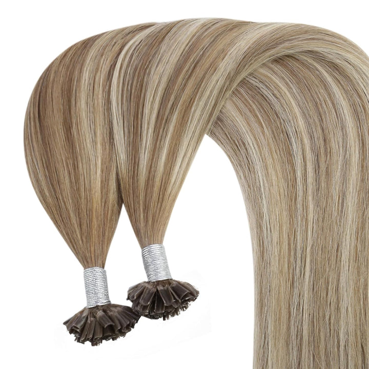 YoungSee Extensions Echthaar Bondings Ombre Bonding Extensions Echthaar Braun Ombre Blond U Tip Exte