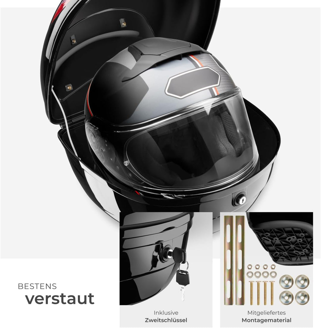 tectake® 401630 Motorradkoffer Topcase Roller - 22 Liter Volumen