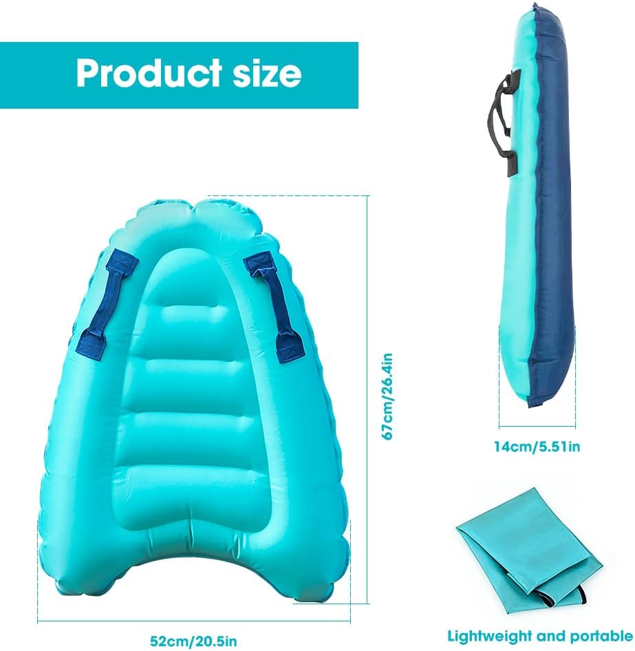 mizikuu Aufblasbares Bodyboard, Aufblasbares Schwimmbrett mit Griffen Tragbares Bodyboard Kinder Sur