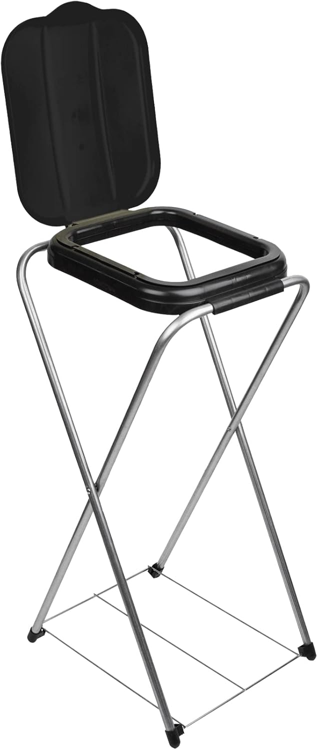 BigDean Müllsackständer EasyFix SCHWARZ 120L - Müllbeutelhalter mit Gitterboden - Müllsackhalter Met
