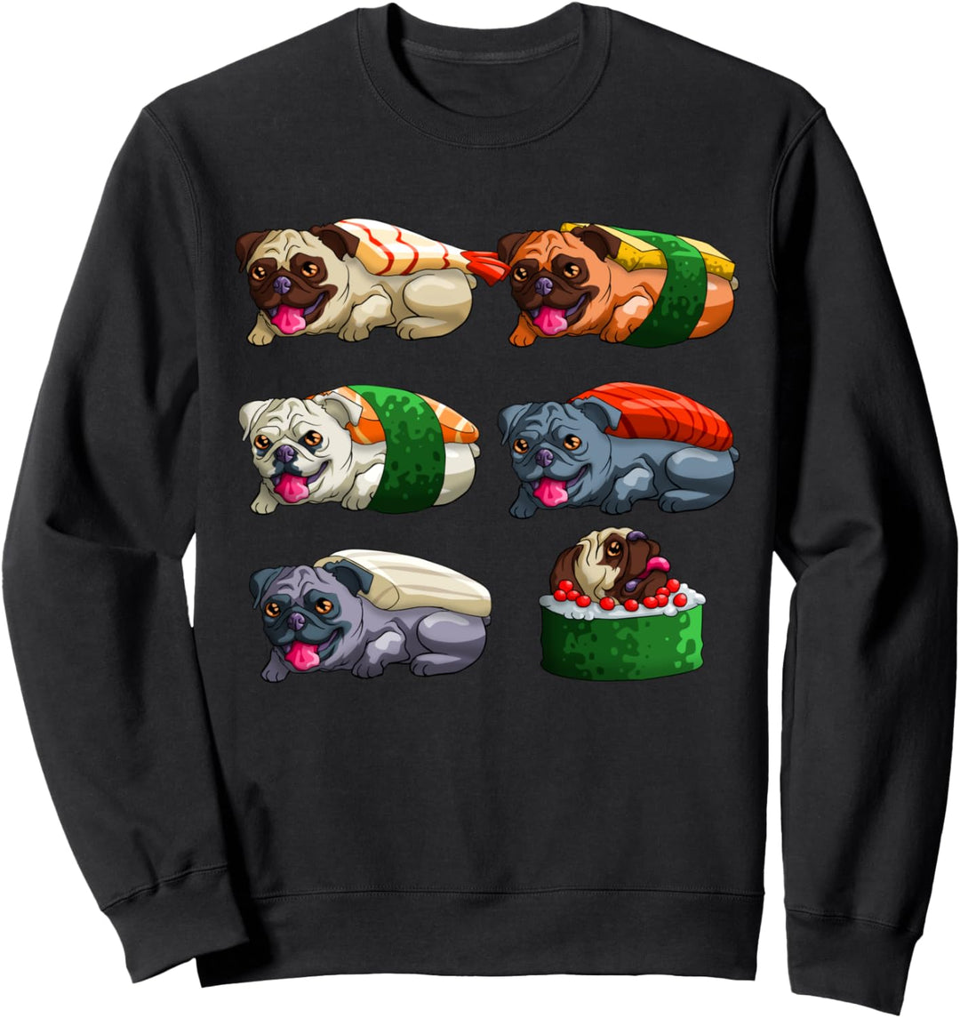 Sushi Pug Lustige Mops Sushi Otaku Anime Cute Pug Kawaii Sweatshirt