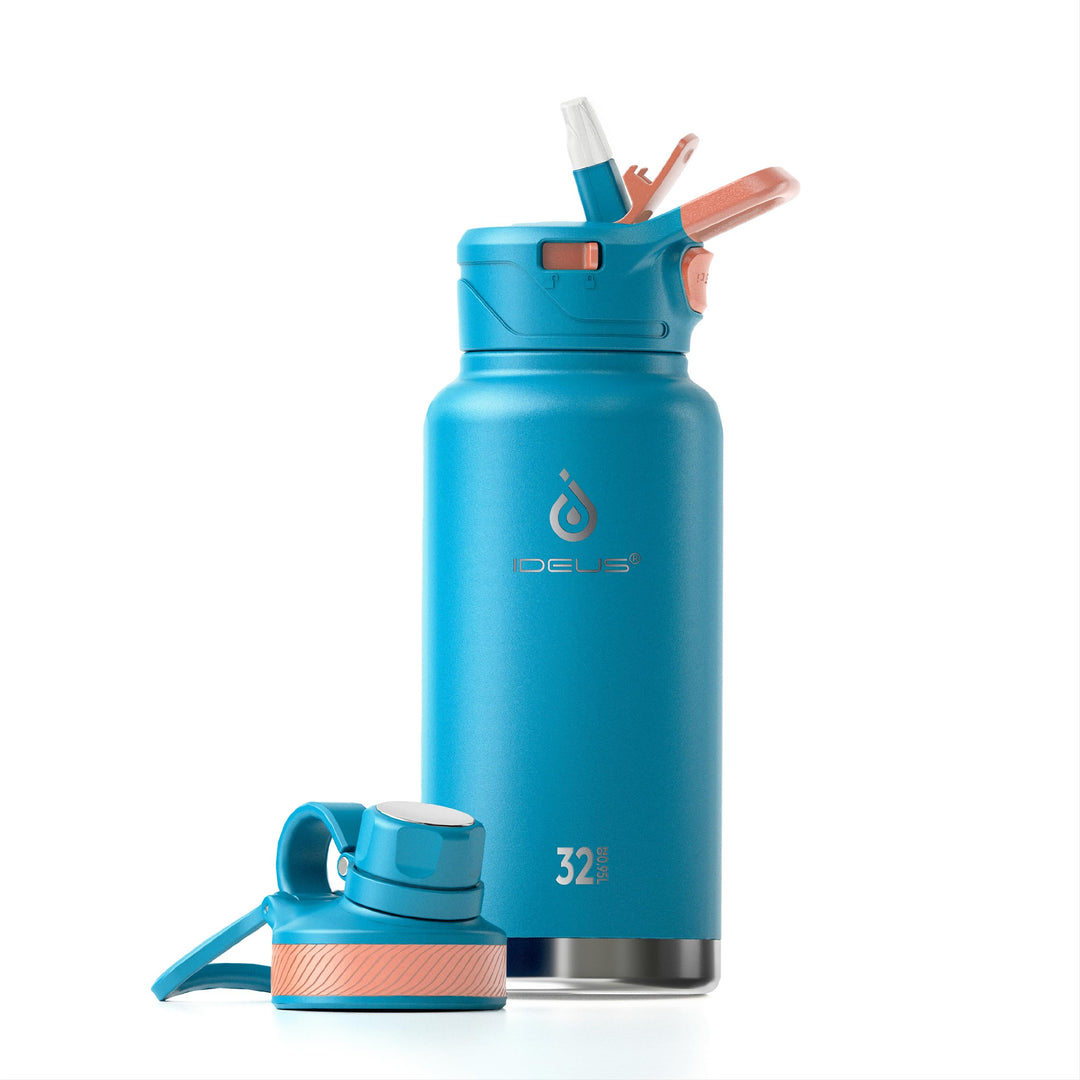 IDEUS Vakuumisolierte Wasserflasche, 32oz (950 ml) Edelstahl Doppelwand Flasche Metall Sport Kantine