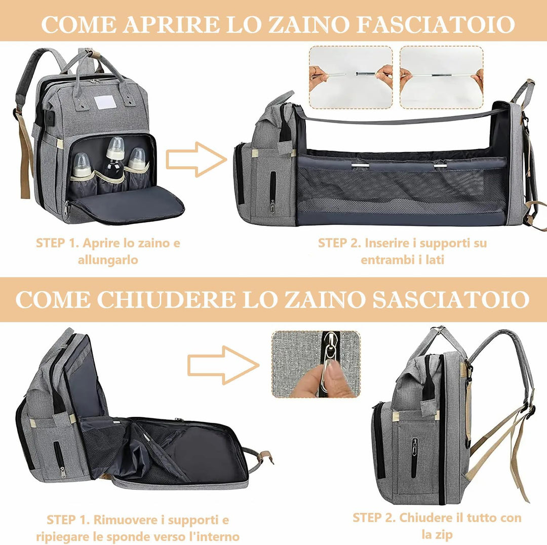 Frabe Family Wickelrucksack, Mama-Rucksack, Wickeltasche, grosser Wickelrucksack, Oxford, multifunkt