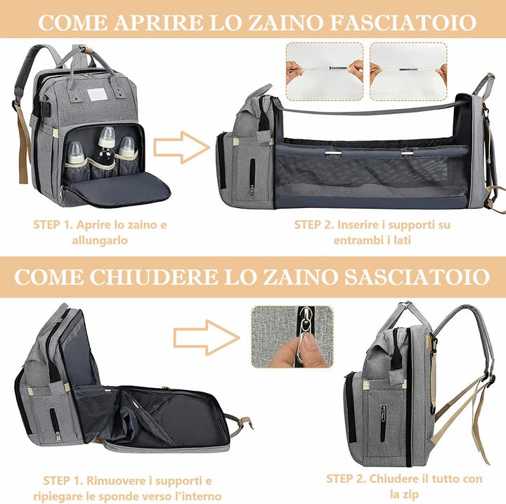 Frabe Family Wickelrucksack, Mama-Rucksack, Wickeltasche, grosser Wickelrucksack, Oxford, multifunkt