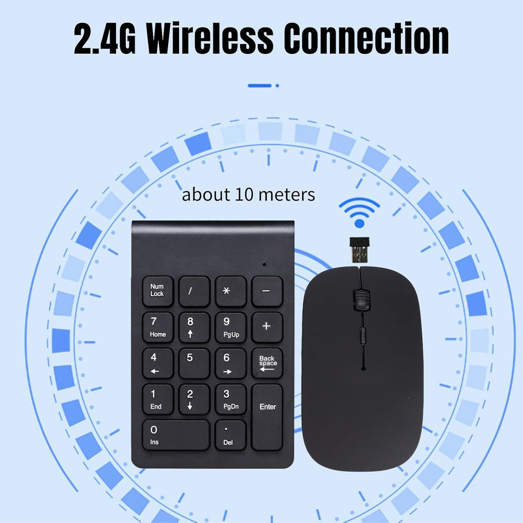 Jectse Numerisches Tastenfeld, Kabelloses Nummernpad und Maus-Kombination mit USB-Empfänger, 1200 DP