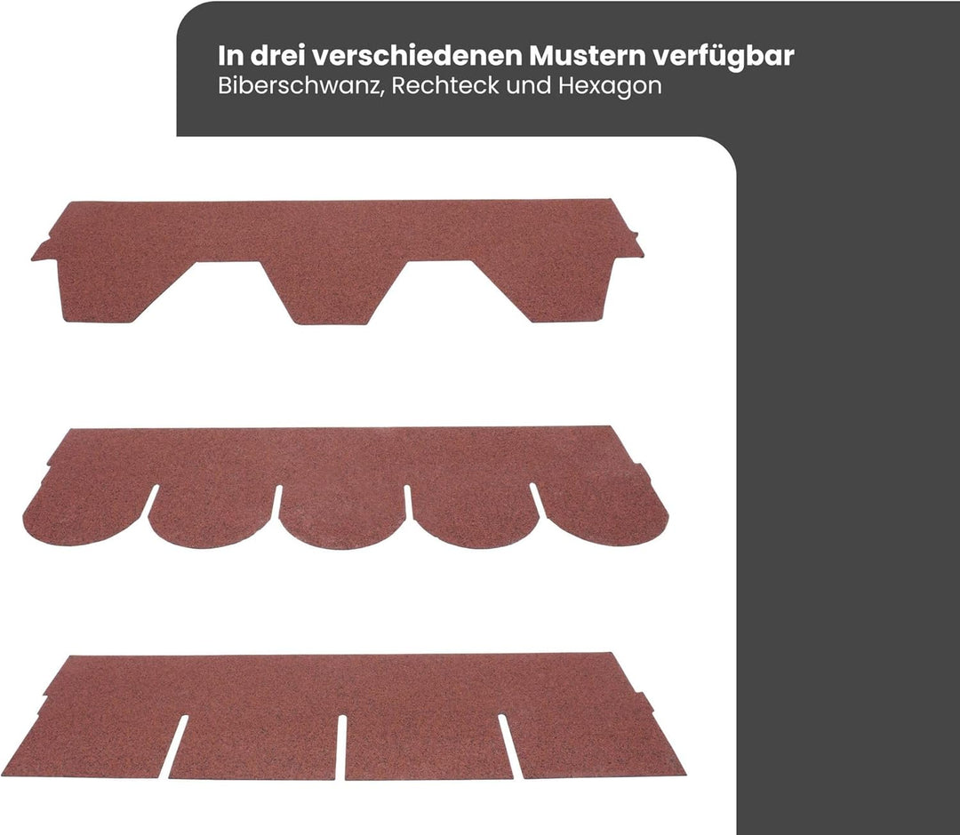 DAPRONA Dachschindeln, Hexagonal Muster 1m x 32cm, 20 Stück Rot Bitumenschindeldach für Gartenhaus,
