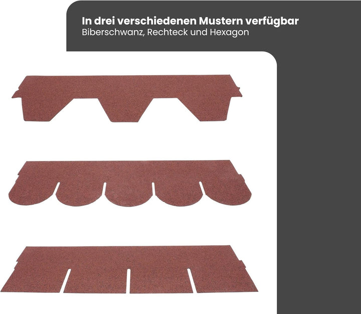 DAPRONA Dachschindeln, Hexagonal Muster 1m x 32cm, 20 Stück Rot Bitumenschindeldach für Gartenhaus,