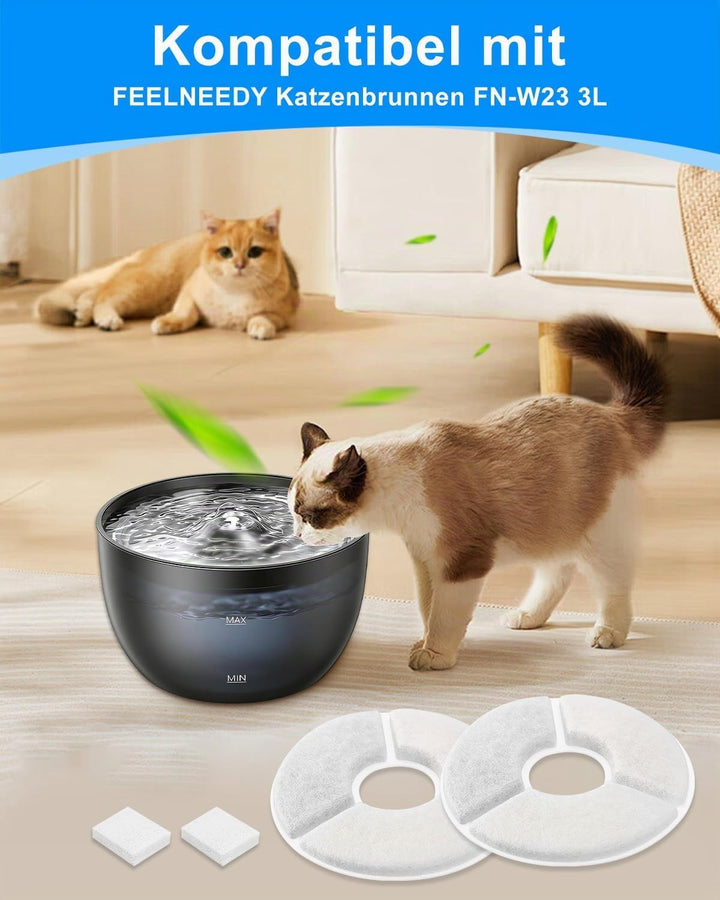 12+12 Stück Katzenbrunnen Filter für FEELNEEDY FN-W23 Trinkbrunnen, Trinkbrunnen Filter für 3L Trink