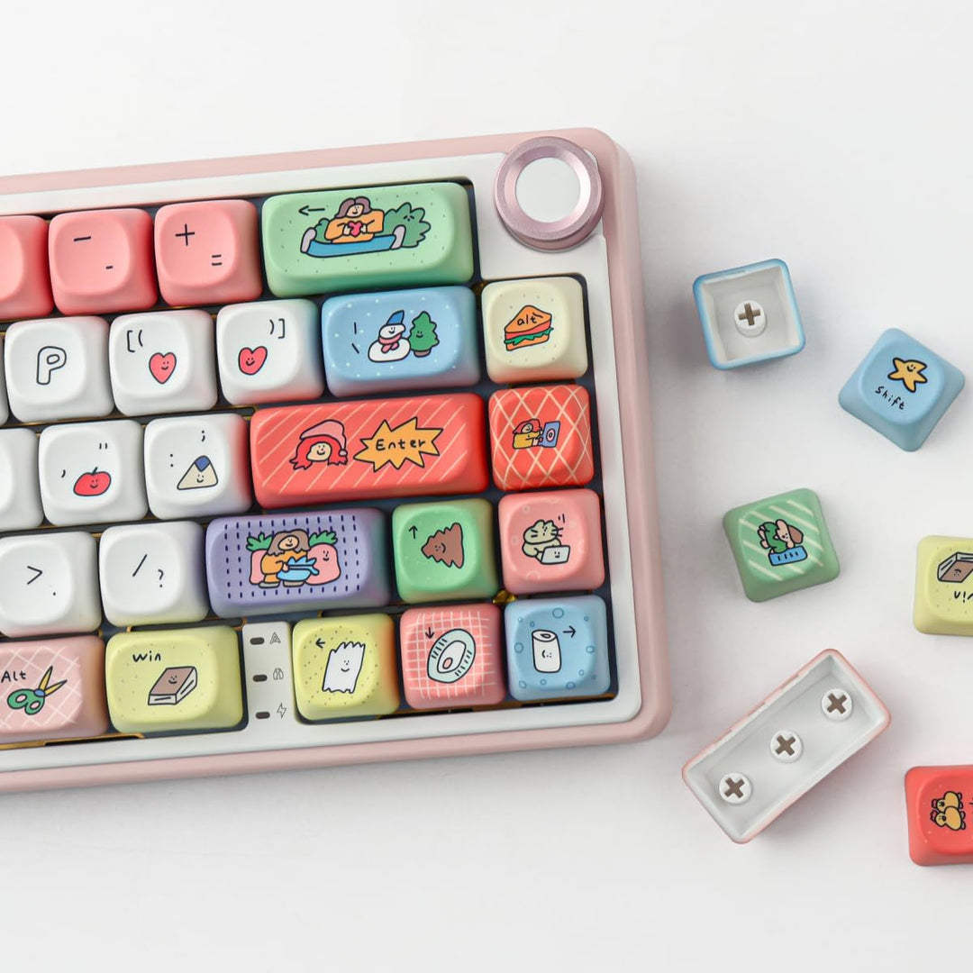 Tsungup PBT Keycaps, Custom Cute Keycaps 126 Tasten MOA Profil Dye-Sublimation Keycap Set Kompatibel