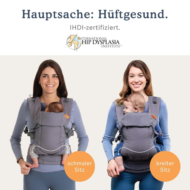 Beco Gemini Babytrage Neugeborene ab Geburt bis Kleinkind - 4 Tragepositionen Baby Trage aus 100 % B
