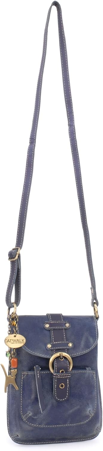 Catwalk Collection Handbags - Damen Antikleder Umhängetasche - Crossbody Bag/Lederhandtasche Klein -
