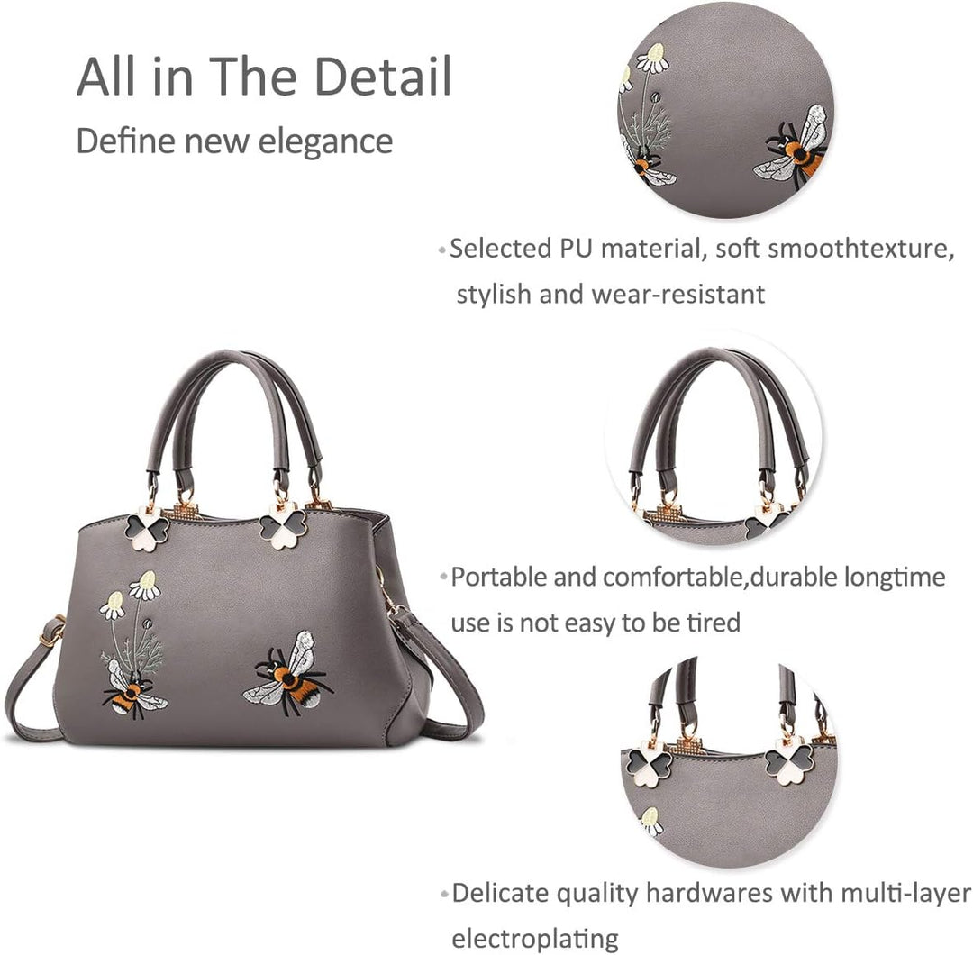 NICOLE&DORIS Handtaschen Damen Mode Schultertasche Geldbörse Retro Umhängetasche Frau Tote Stickerei