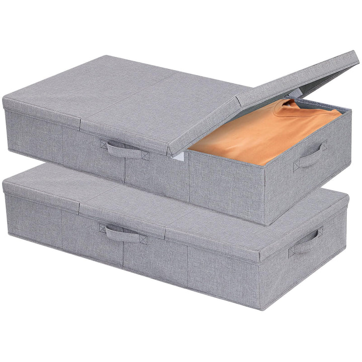 2 Stück Unterbettkommode, Unterbett Aufbewahrungsbox mit Deckel, Kleiderschrank Organizer mit Griff,