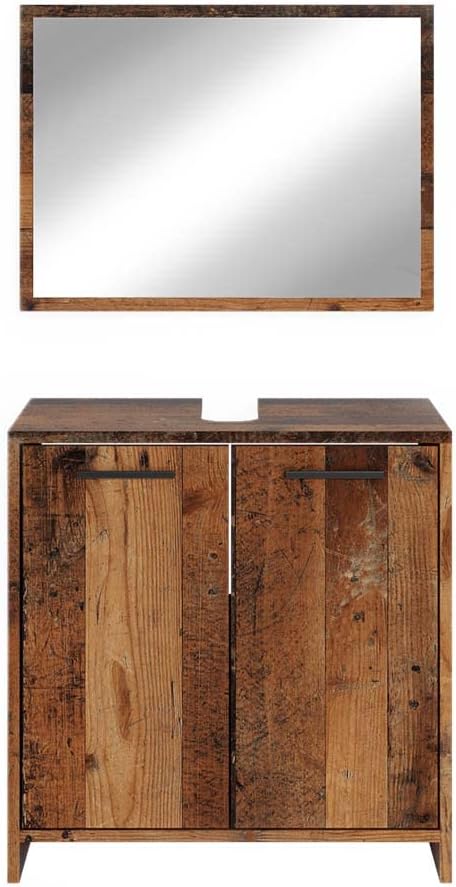 Vicco Badmöbel Set Kiko, Eiche rustikal, 2 Teile Eiche Rustikal Set 1, Eiche Rustikal Set 1