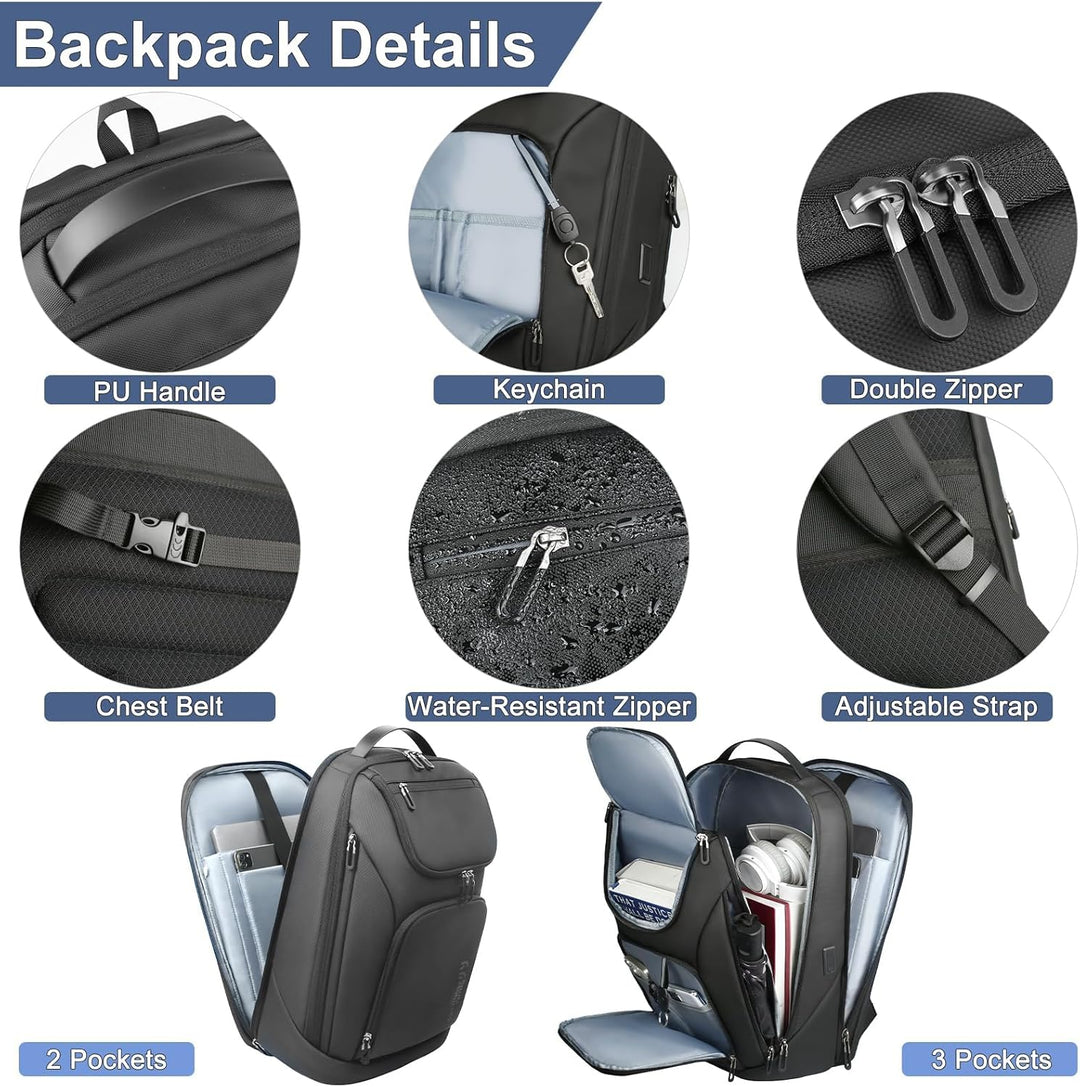 Rucksack Herren Gross 30L Laptop Rucksack 17,3 zoll Business Rucksack Wasserdicht Reiserucksack mit