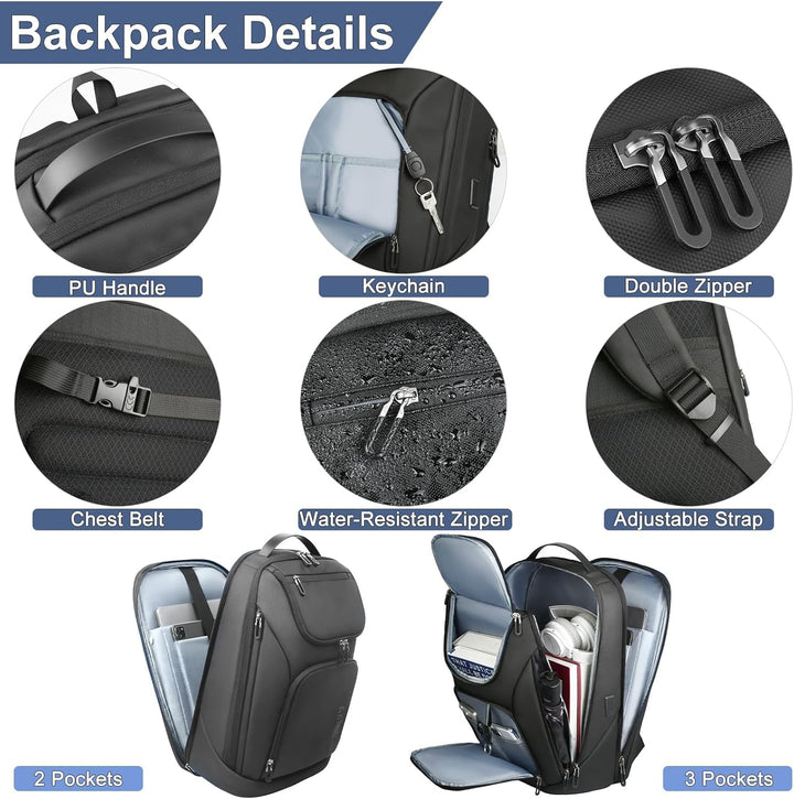 Rucksack Herren Gross 30L Laptop Rucksack 17,3 zoll Business Rucksack Wasserdicht Reiserucksack mit