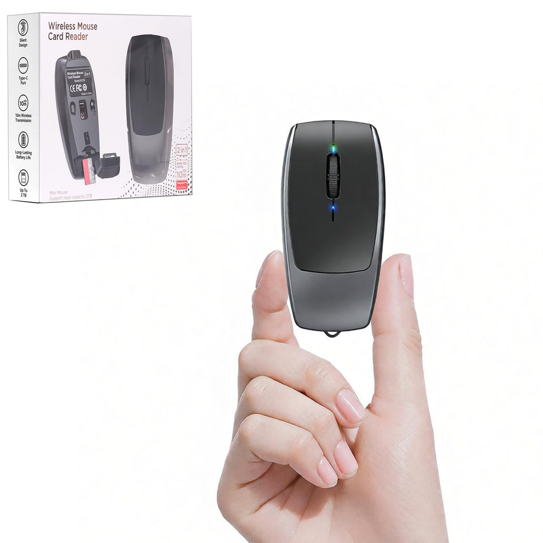 Bluetooth Maus, Upgrade Mini Kabellose Mouse zum Einsetzen einer TF-Karte, 2-in-1 Maus und TF-Karten