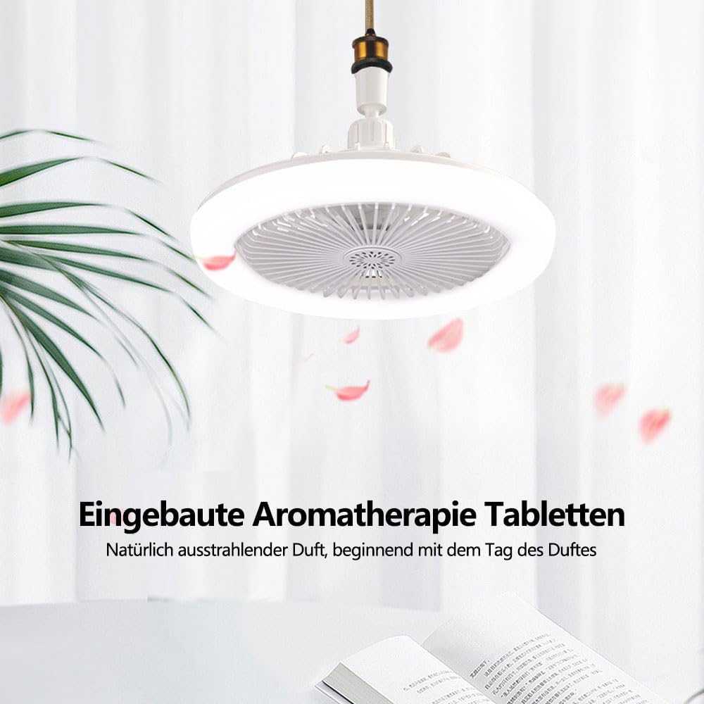 Ventilator lampe E27,Deckenventilator Mit Beleuchtung 30W,Deckenventilator Mit Licht,Lampe Mit Venti