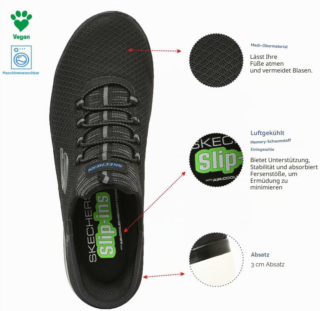 Skechers Herren Summits High RangeSneakers 39 EU Black Mesh Wht Trim, 39 EU Black Mesh Wht Trim