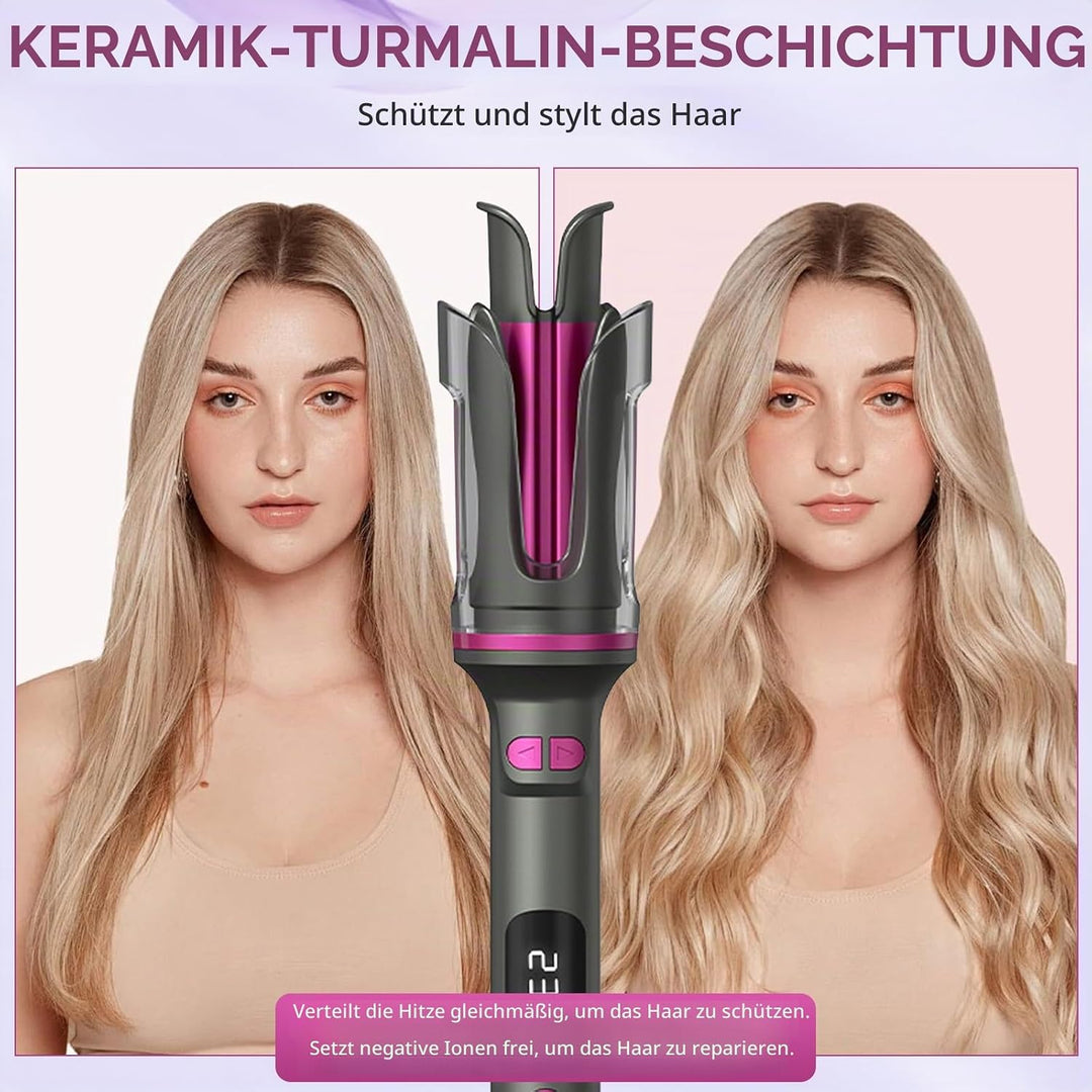 Lockenstab Automatisch Professioneller, Curling Iron, Rotierender Anti-Verbrühungs-Keramik-Lockensta