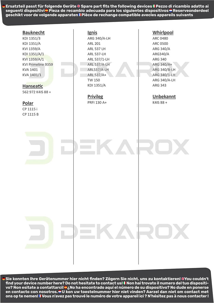 DEKAROX Gefrierfachklappe für Whirlpool Bauknecht 481241619514 für Gefrierfach in Kühlschrank KühlGe