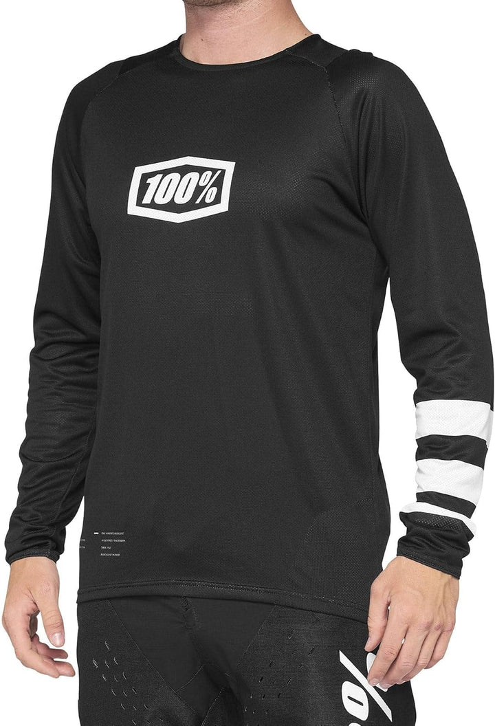 100% MTB WEAR Unisex R-core Youth Jersey Black/White Y-md Pullover, Bunt, S/M